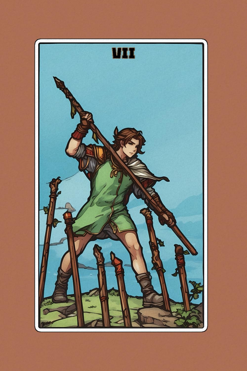 Seven of Wands - Tarot Card Notebook - Card No.33 (Color Ed.): A5 Ruled Lined Tarot Journal Diary Sketchbook Notebook - Seven of Wands (Courage and Standing Your Ground) baixar livro de graça