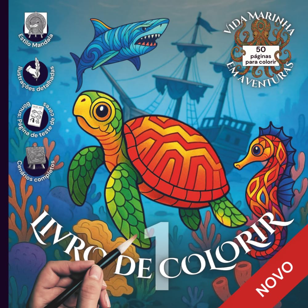 Vida Marinha em Aventuras – Livro de Colorir 1 – Estilo Mandala Detalhado: 50 Desenhos em 25 Cenários Divertidos para Adultos e Crianças (Portuguese Edition) baixar o livro de graça