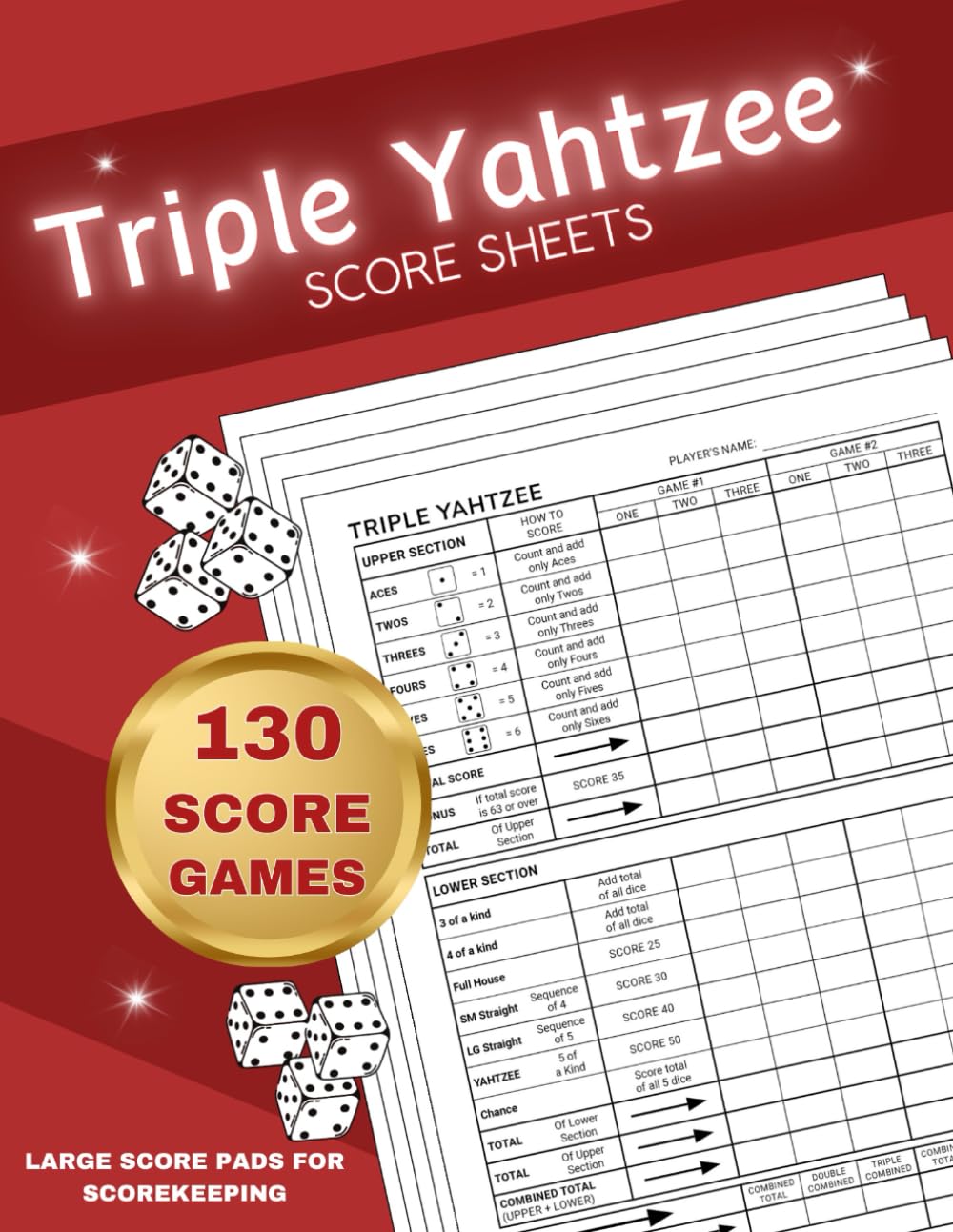 capítulo por capítulo baixar Triple Yahtzee Score Sheets: Triple Yahtzee Score Pads with 130 Pages, Triple Yahtzee Score Book with 8.5 x 11 Inches Page Size, Large Score Pads for Scorekeeping