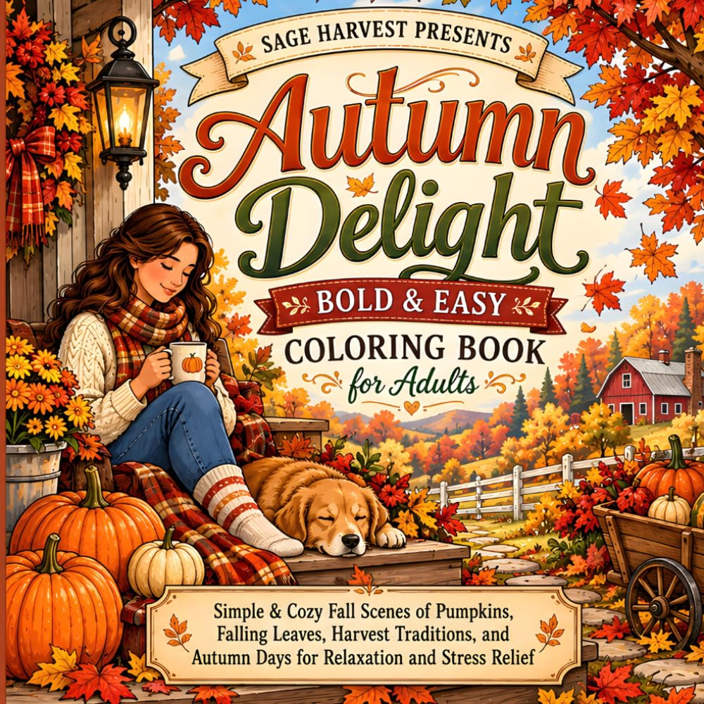 ler totalmente Autumn Delight: Bold & Easy Coloring Book for Adults: Autumn Delight: Bold & Easy Coloring Book for Adults (Sage Harvest Delight Series)