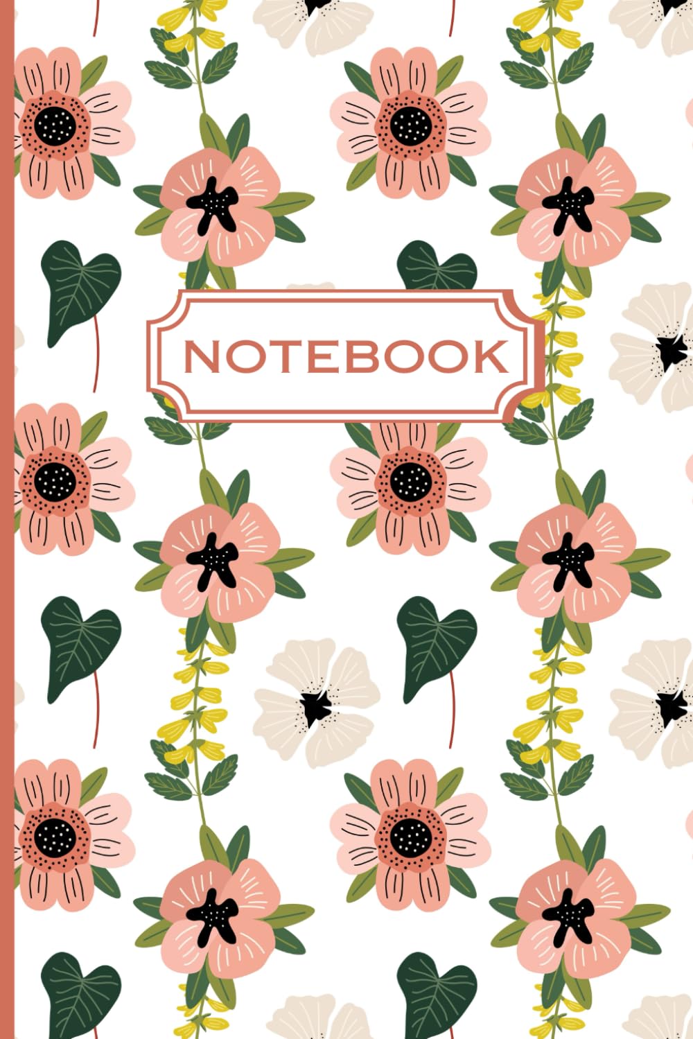 ler totalmente Leaves, Pink, Yellow And White Flowers On White Background: Notebook, Journal, Diary