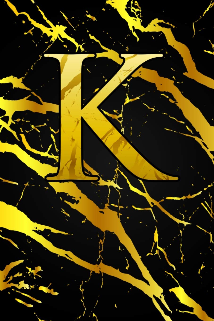 K: Letter K Monogram Initials Black & Gold Marble Notebook & Journal