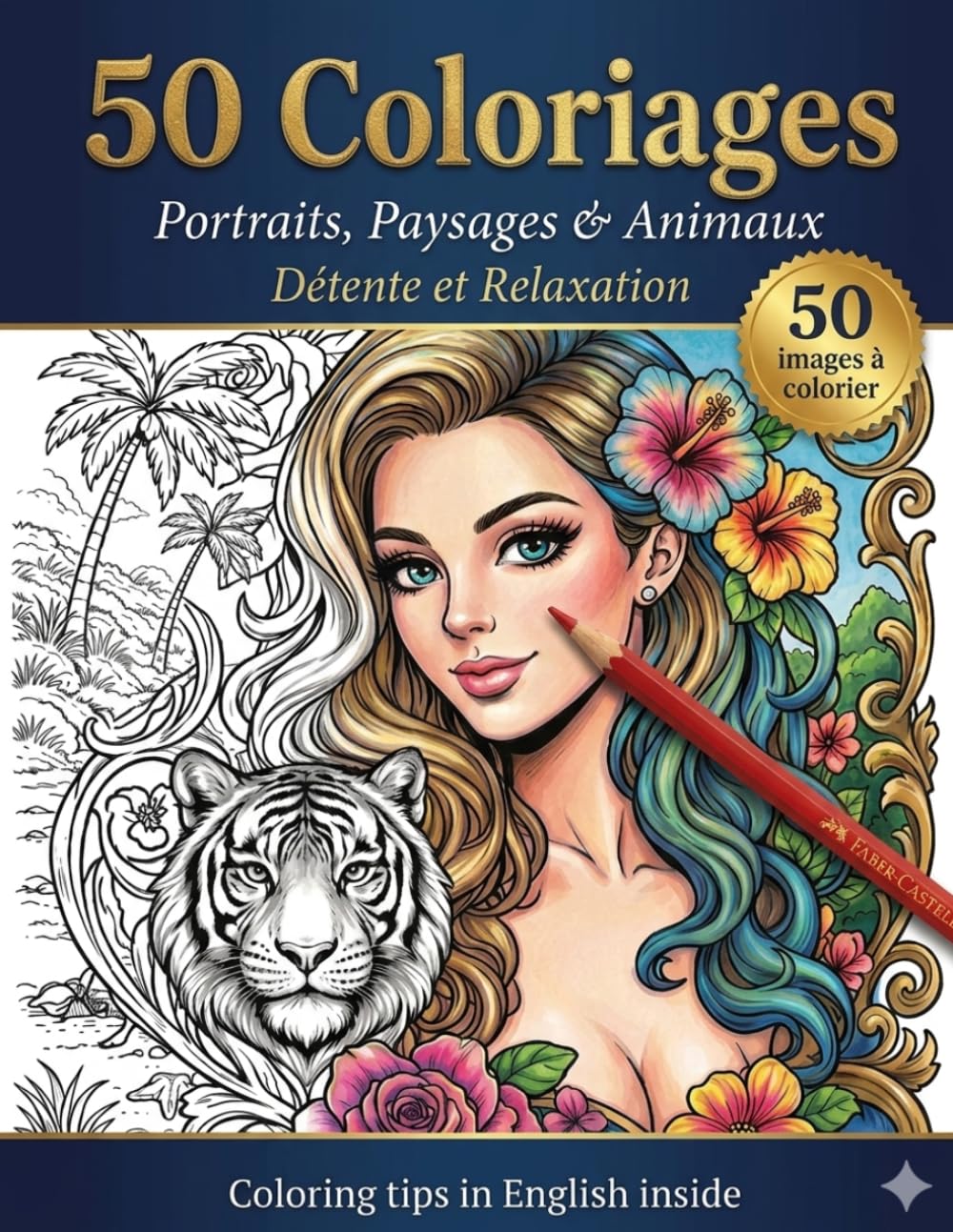 capítulo por capítulo baixar 50 Coloriages: Portraits, Paysages & Animaux (French Edition)