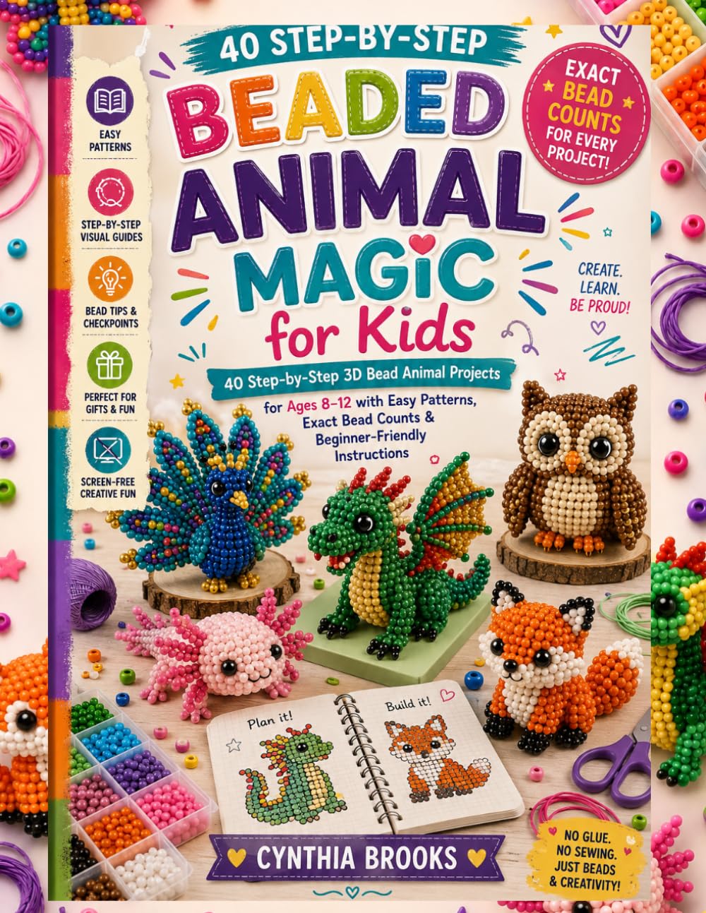 Beaded Animal Magic for Kids: 40 Step-by-Step 3D Bead Animal Projects for Ages 8-12 with Easy Patterns, Exact Bead Counts and Beginner-Friendly Instructions baixar livro de graça