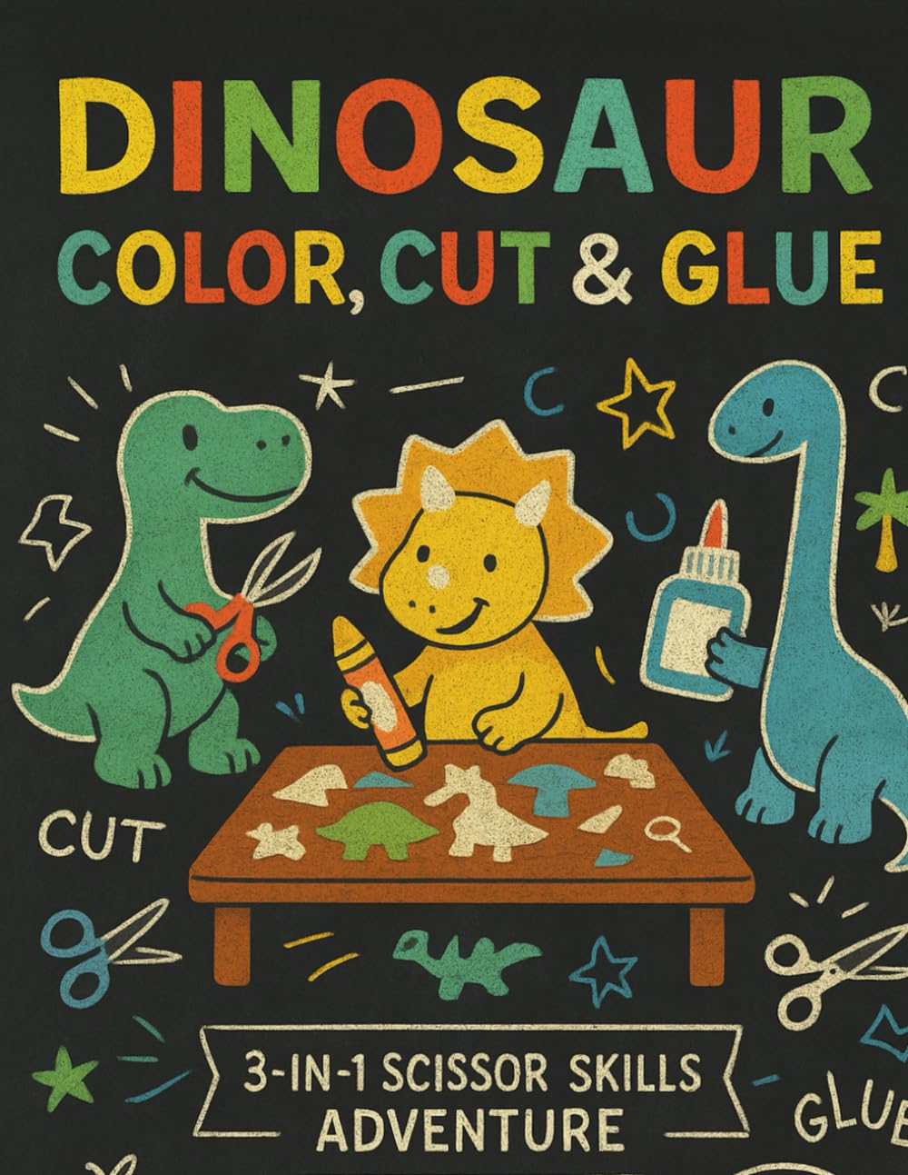capítulo por capítulo baixar Dinosaur Color, Cut & Glue: A Preschool and Kindergarten Scissor Skills 3 In 1 Activity Book for Kids (Boys and Girls) of all Ages and Dinosaur Lovers!
