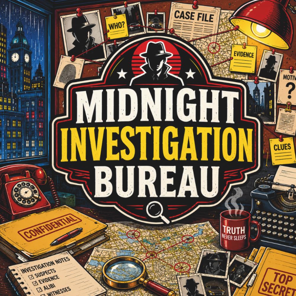 Midnight Investigation Bureau: An Atmospheric Coloring Book with Analog Casefile Rooms, Vintage Detective Desks, and Shadowed Private Offices baixar livro de graça