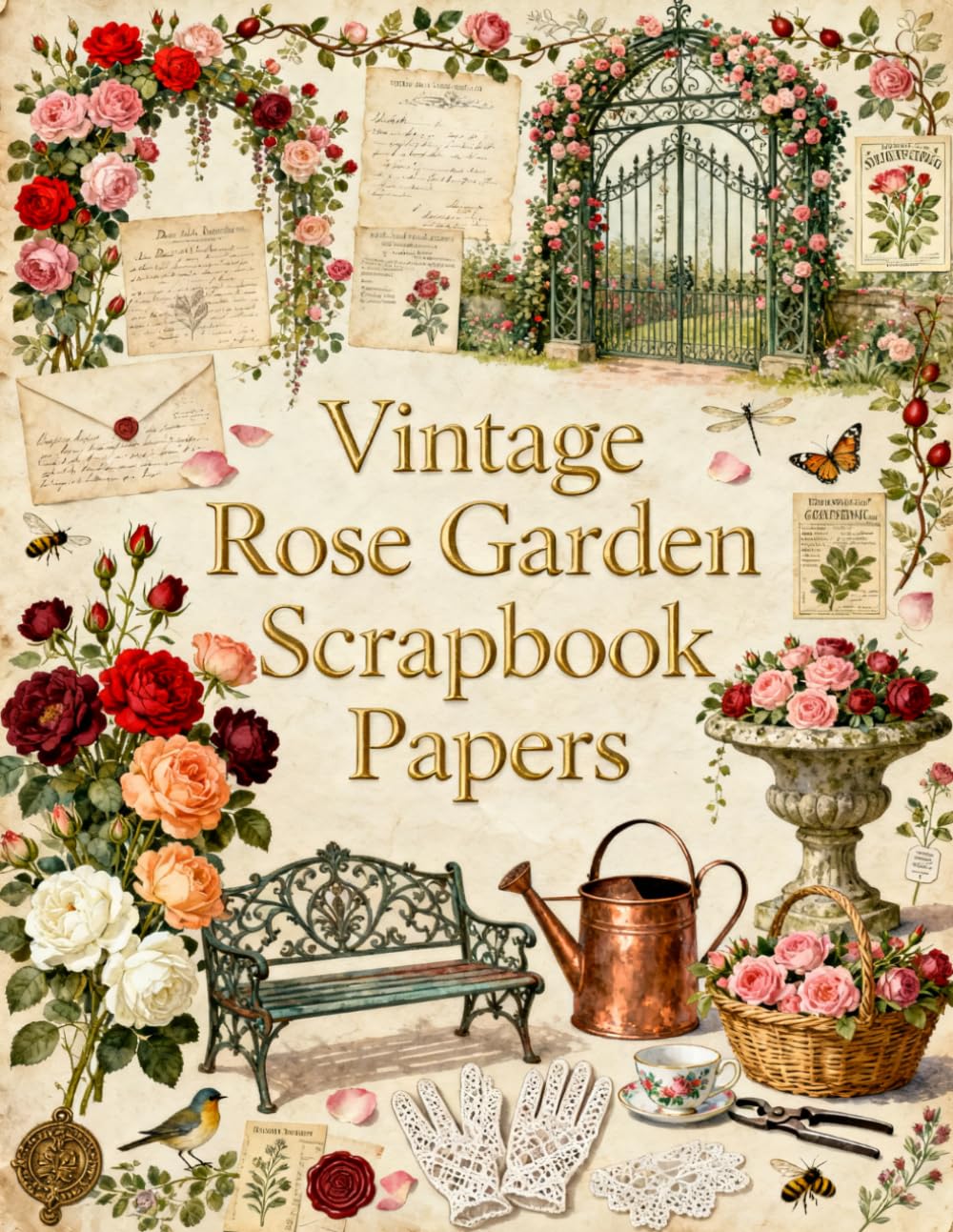 ler totalmente Vintage Rose Garden Scrapbook Papers: Blooming Roses, Garden Gates, Botanical Illustrations, Garden Benches, Floral Letters, Cottage Gardens & Vintage Ephemera