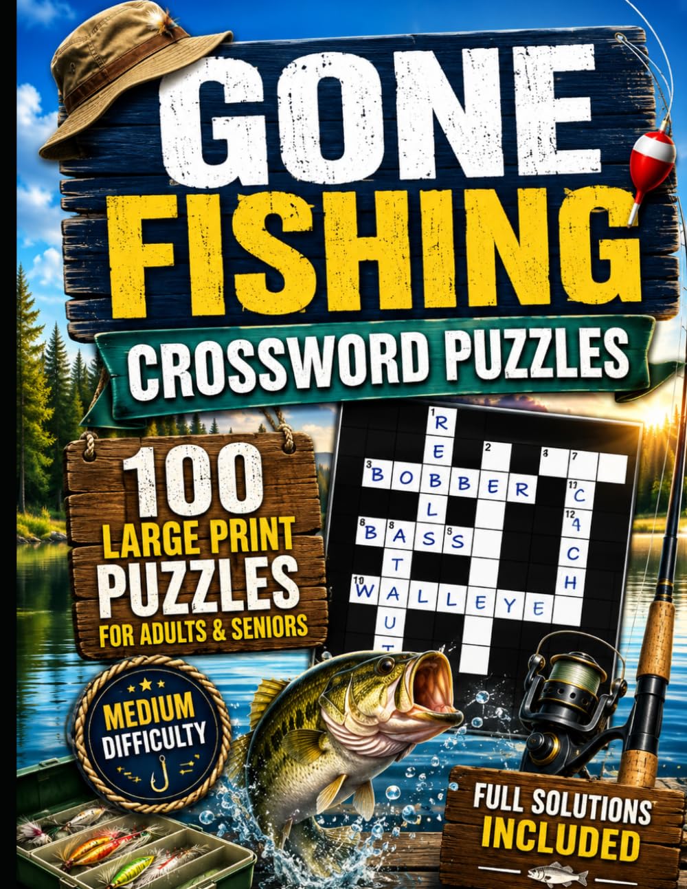 Gone Fishing Crossword Puzzles: 100 Large Print Puzzles for Adults & Seniors baixar o livro de graça