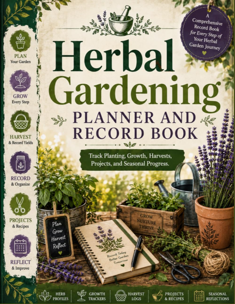 ler totalmente Herbal Gardening Planner and Record Book: Track Planting, Growth, Harvests, Projects, and Seasonal Progress – A Complete Herb Garden Planner, Growing Journal, Planting Log, and Harvest Record Book