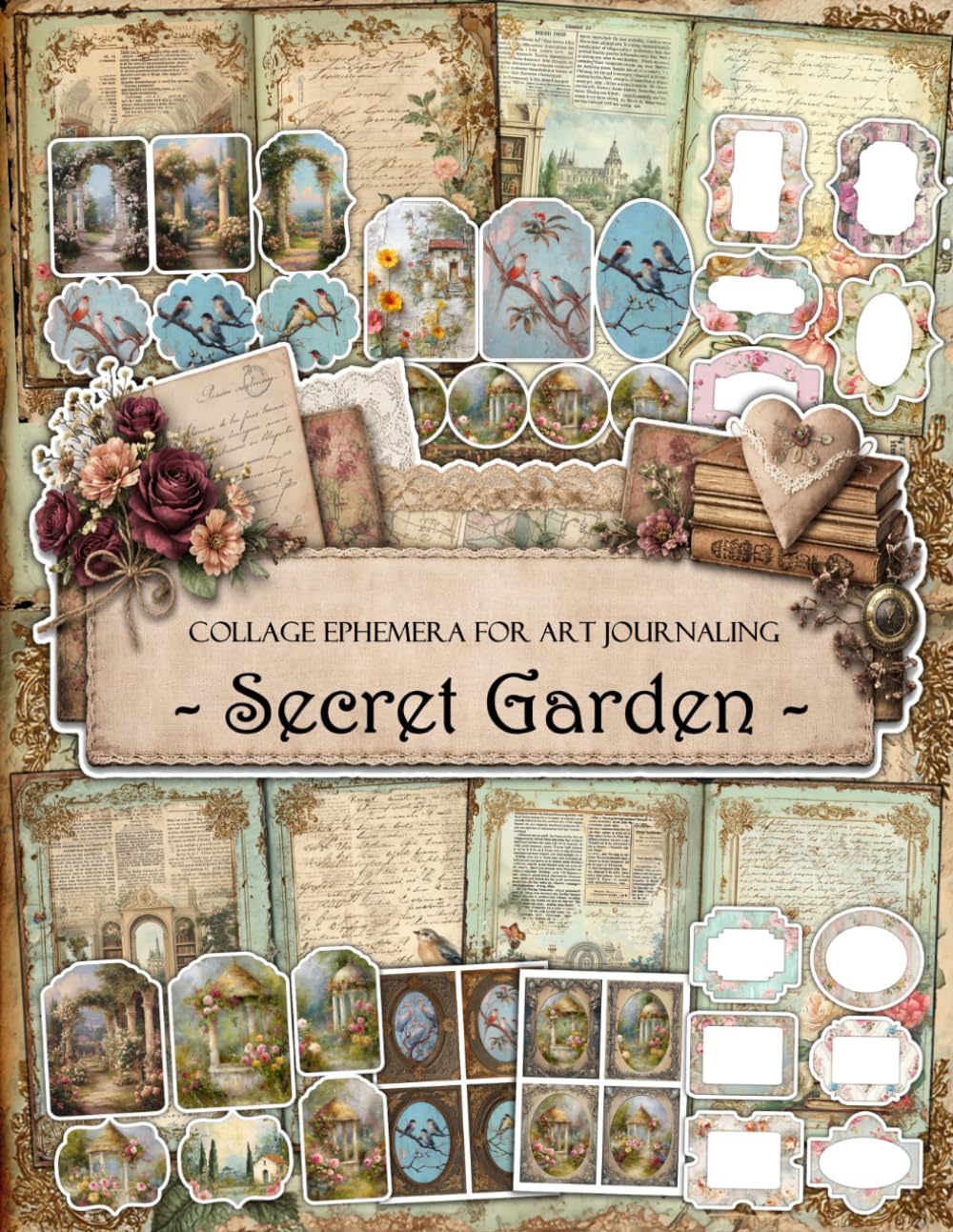 ler totalmente Secret Garden Ephemera Book: Junk Journal Papers, ATC Cards, Tags, Labels & Cut-Out Elements for Scrapbooking, Collage Art and Paper Crafts