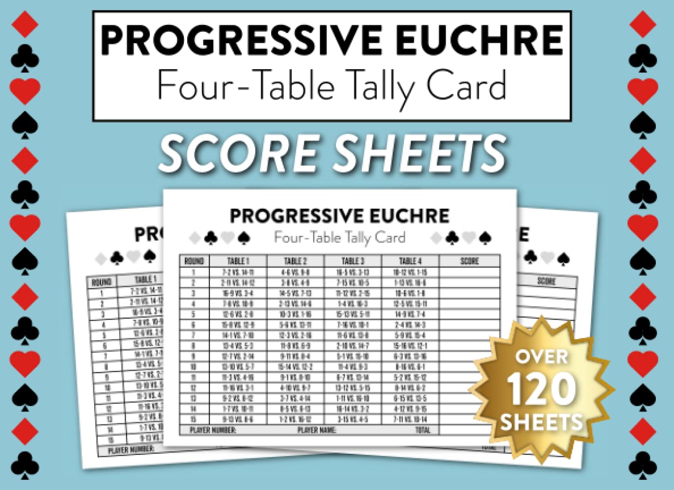 capítulo por capítulo baixar Progressive Euchre Four Table Tally Card Score Sheets: Over 120 Sheets For 4 Table Progressive Euchre Game