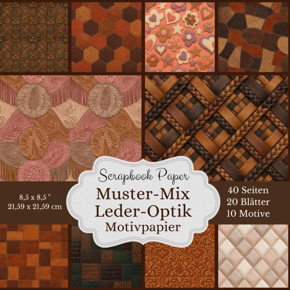 Scrapbook Papier Leder-Optik Muster-Mix: Quadratisches Motivpapier in Leder-Optik zum Ausschneiden, Basteln, Dekorieren und Gestalten (German Edition) baixar o livro de graça