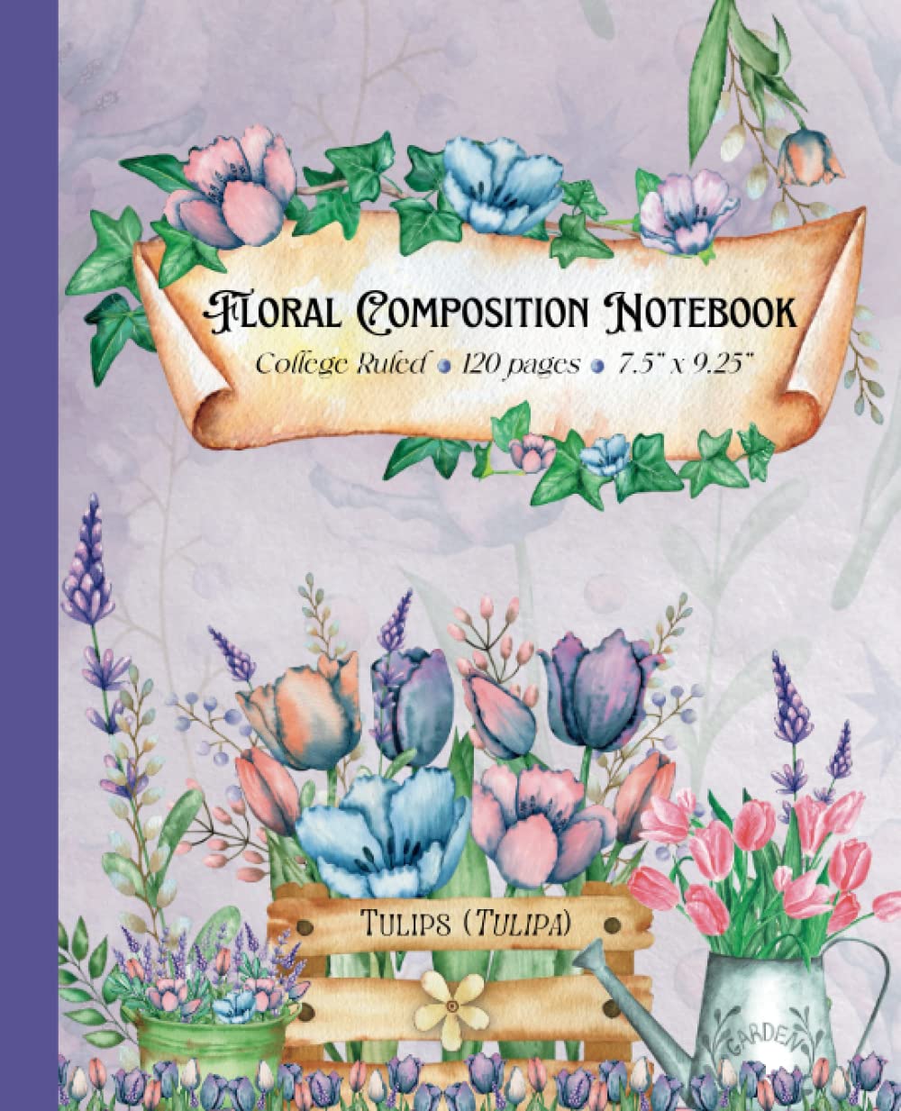 ler totalmente Floral Composition Notebook: Watercolor Tulip Garden
