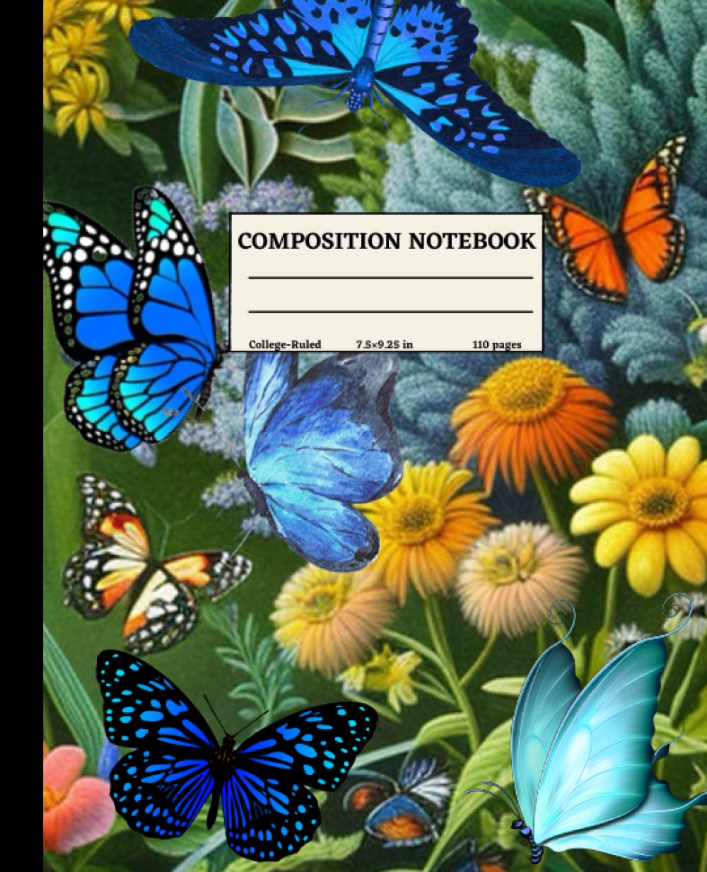 ler totalmente Composition Notebook: Beautiful colourful butterfly vintage botanical design/cute nature aesthetic journal for girls, women, and art lovers/college-ruled lined notebook
