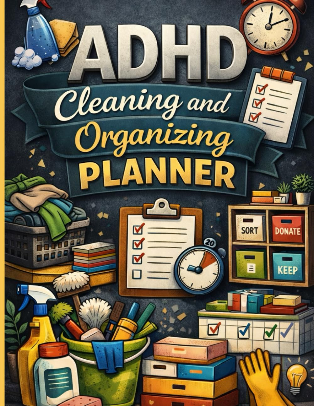 ler totalmente ADHD Cleaning and Organizing Planner: A Colorful Cleaning Schedule & Checklist Workbook for Every Space and more