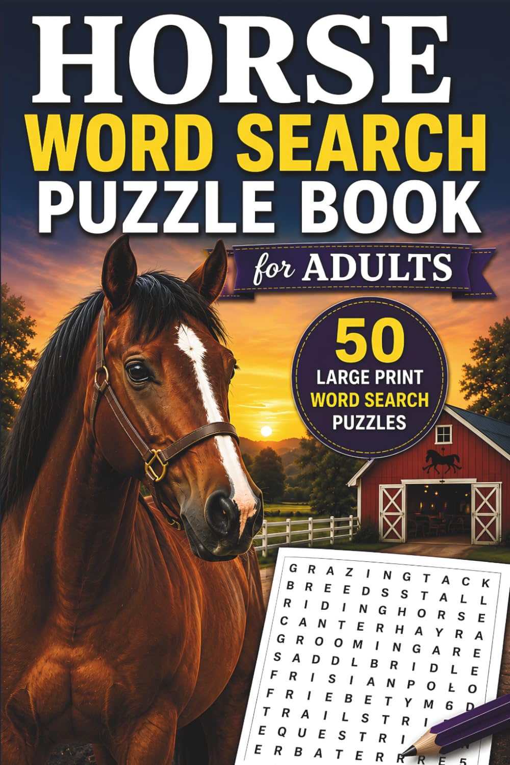 Horse Word Search Puzzle Book for Adults: 50 Large Print Word Search Puzzles Featuring Horse Breeds, Riding, Equestrian Life, Horse Care, Stable Life & More baixar livro de graça