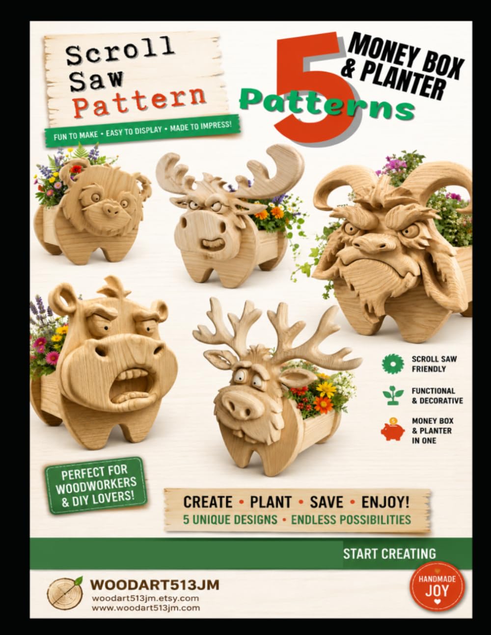 capítulo por capítulo baixar 5 Scroll Saw Money Box & Planter Patterns: Animal Woodworking Designs