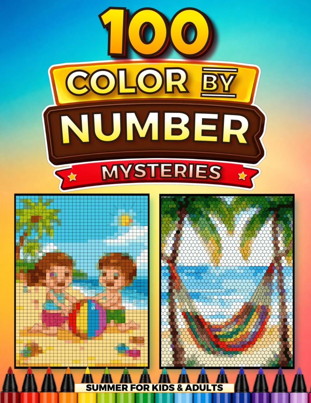 Summer Mosaic Color by Number: 100 Tropical Beaches, Sunsets, & other Designs for Kids, Teens and Adults — Rectangle, Hexagon & Dot Grids with 20 Color Palette baixar o livro de graça