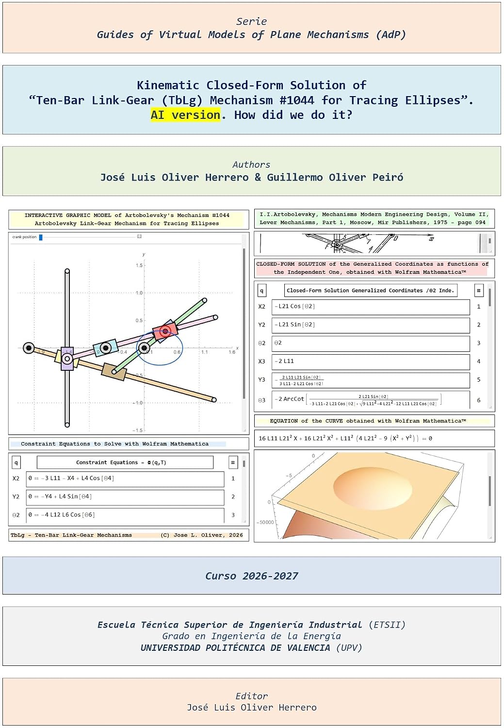 ler totalmente Kinematic Closed-Form Solution of “Ten-Bar Link-Gear (TbLg) Mechanism #1044 for Tracing Ellipses”. AI version. How did we do it? (Guides to Virtual Models... Mechanisms (AdP) Book 160) (English Edition)