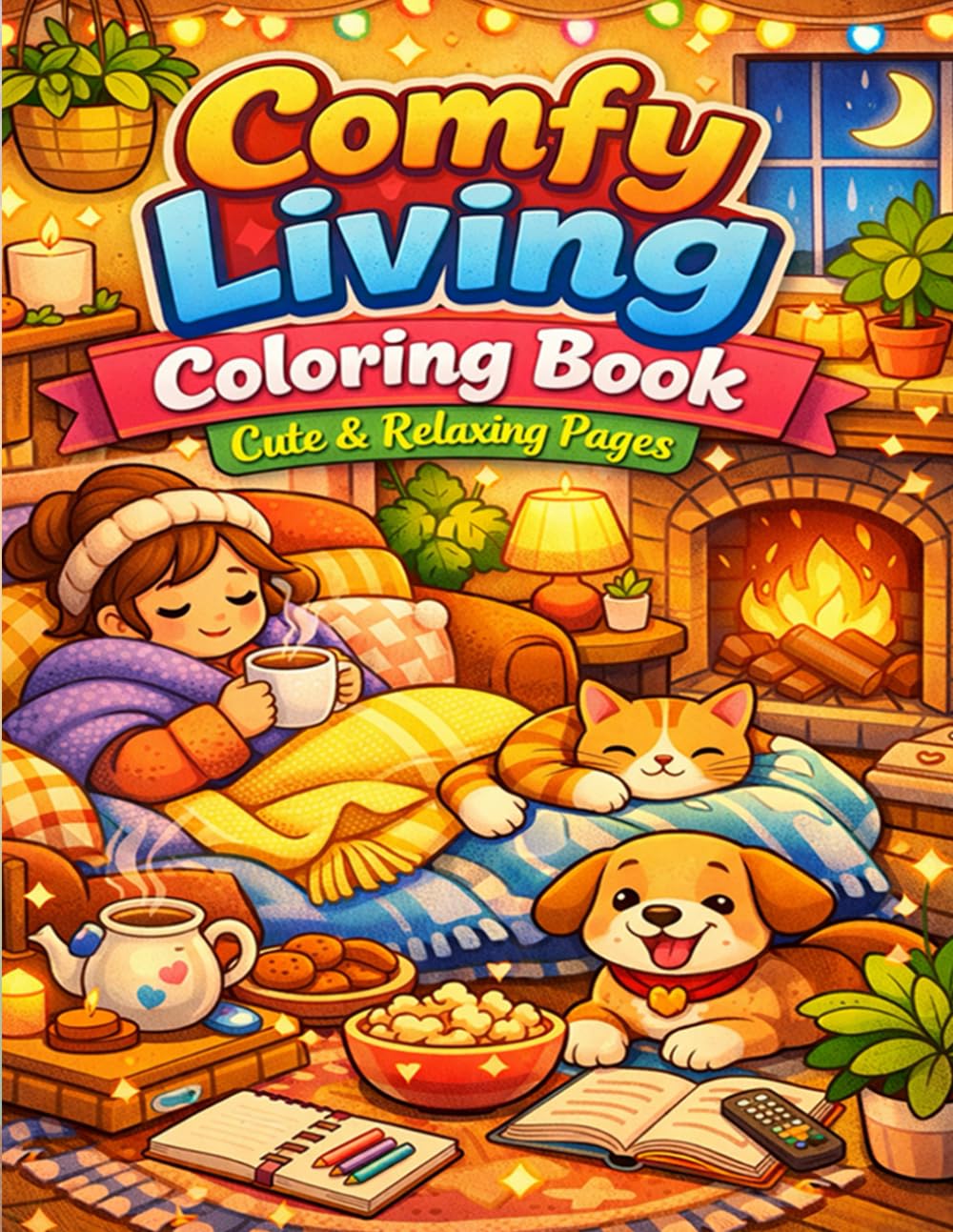 capítulo por capítulo baixar Comfy Living Coloring Book: Cute & Relaxing Pages: A Cozy Coloring Journey for Stress Relief, Calm Days, and Feel-Good Moments for Adults and Teens