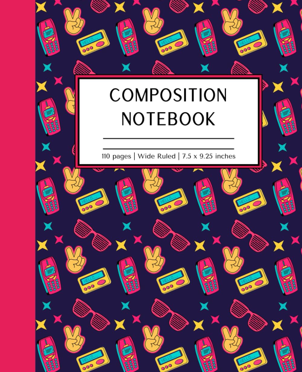 ler totalmente Composition Notebook: Retro 90's Aesthetic with Dark Blue Background - Wide Ruled | For Boys, Girls, Teens, and Students