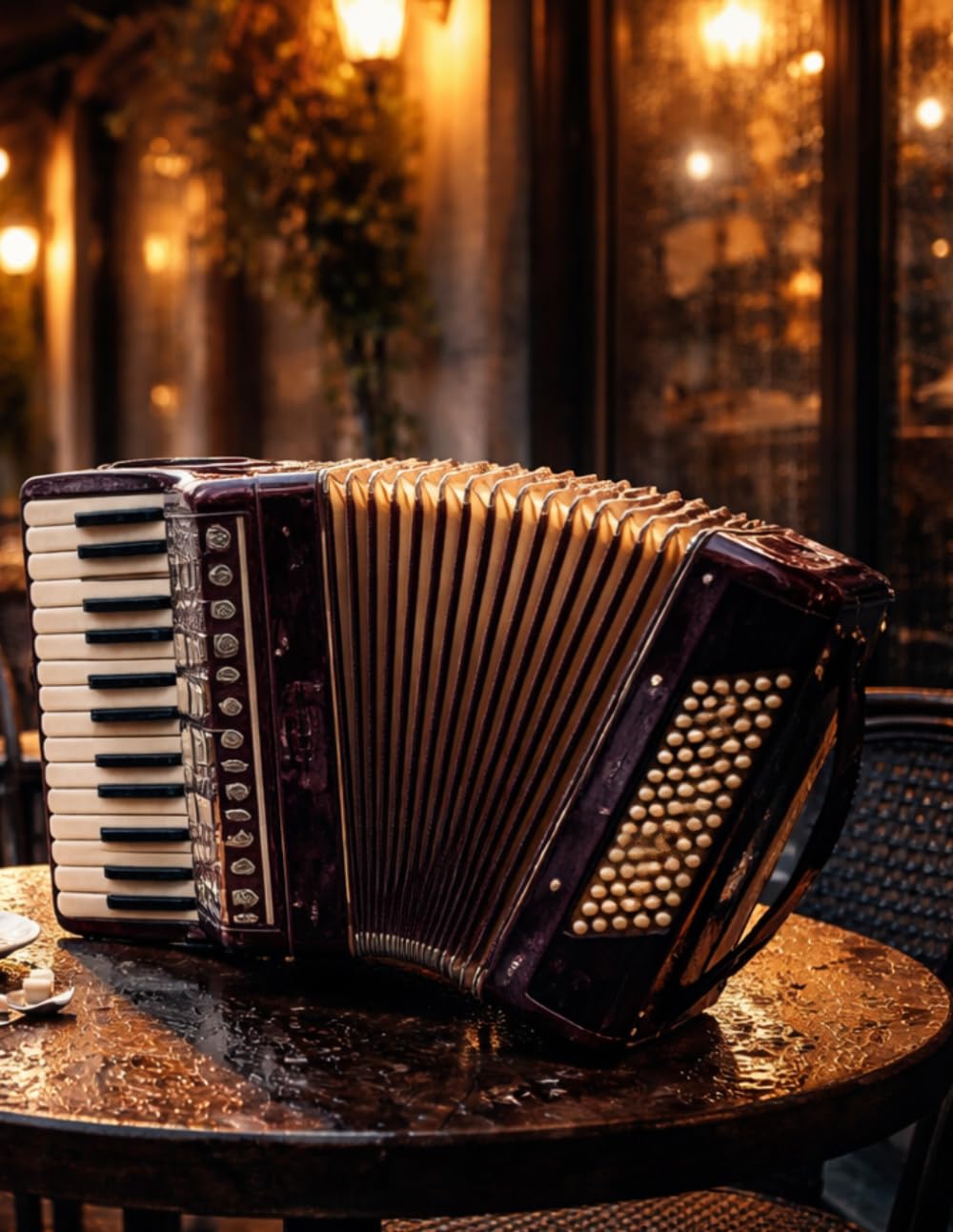 ler totalmente Sheet Music Book – Accordion at a Rainy Street Café: Blank Manuscript Paper with 12 Staves Per Page for Composition, Songwriting, Lessons, Practice, Notation and Creative Ideas | 100 Pages | 8.5 x 11
