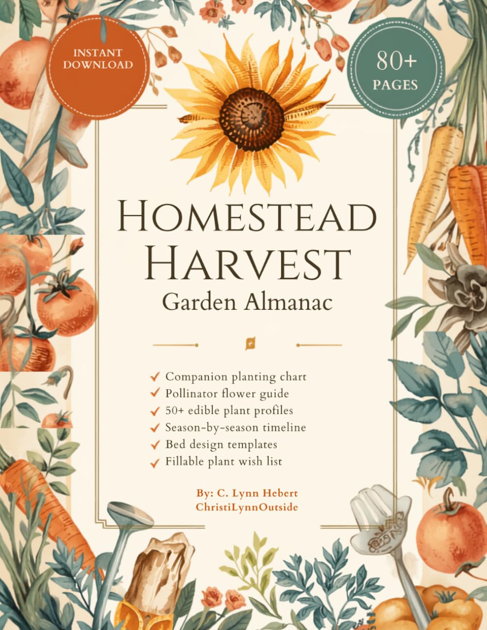 Homestead Harvest Garden Almanac: Companion Planting Chart, Plant Profiles & Fillable Garden Planner (B&W Interior) baixar o livro de graça