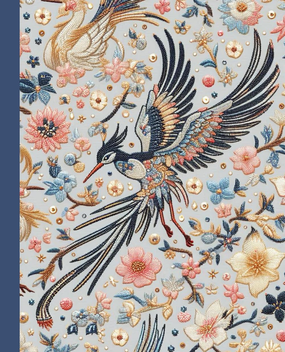 Composition Notebook College Ruled: 3D Embroidery Sequin Pattern | Vintage Japanese Crane and Sakura | Aesthetic Journal for School, College, Office & Work | 7.5 x 9.25 inches baixar livro de graça