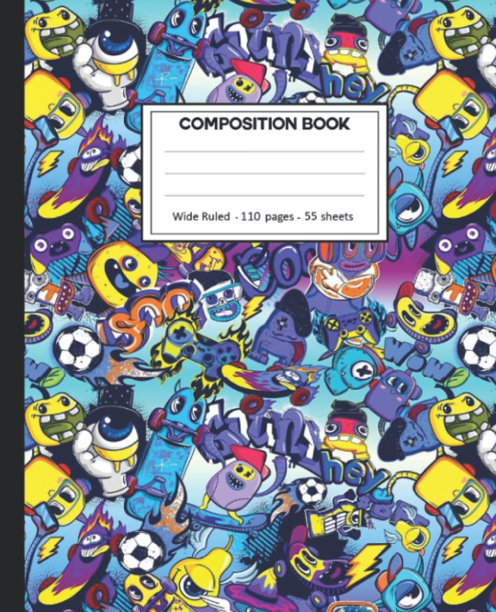 Composition Notebook: College Ruled: 110+ Lined Pages Writing Journal: Monsters on White. baixar o livro de graça