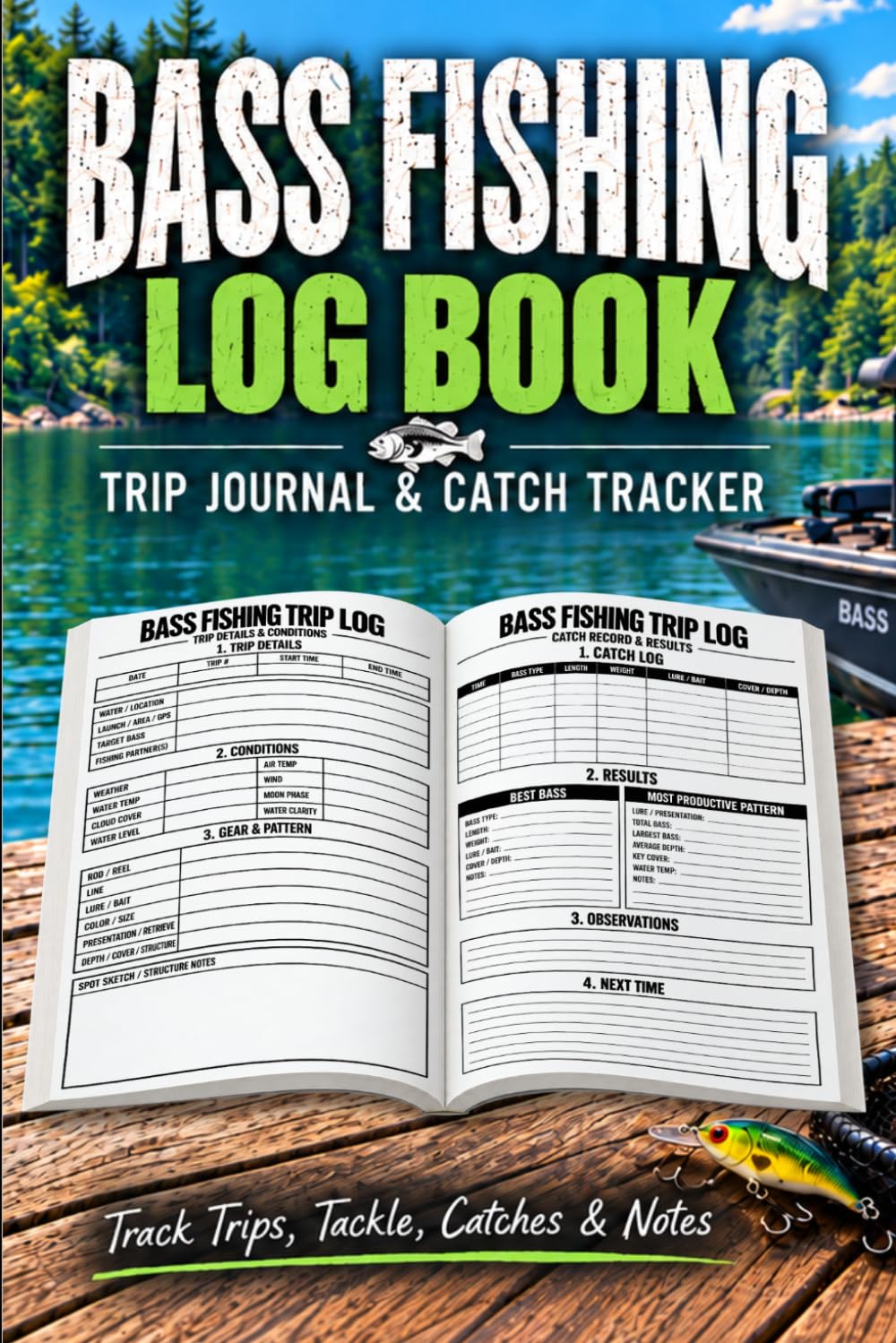 Bass Fishing Log Book: Bass Fishing Journal & Catch Tracker for Anglers | Record Largemouth & Smallmouth Bass, Lures, Tackle, Weather, Water Conditions, Catches, Patterns & Fishing Notes baixar o livro de graça