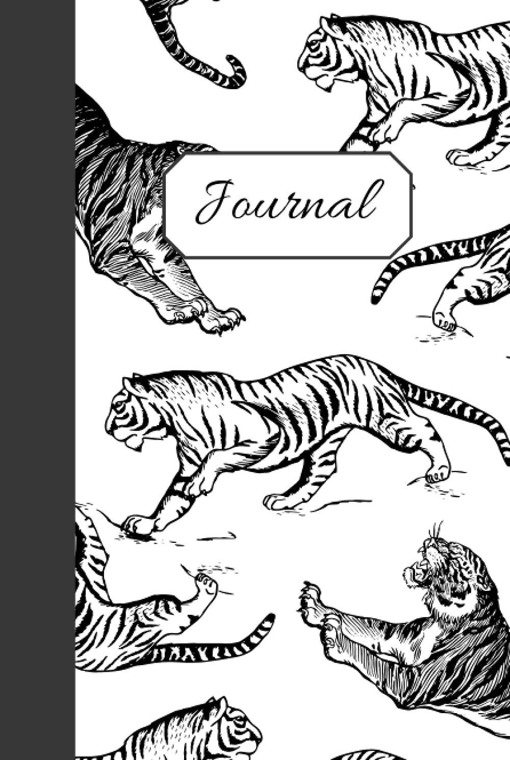 ler totalmente Journal: Tiger Graphic Print Blank Lined Notebook, Black and White, 6" x 9", 120 Pages, Ruled Writing Journal