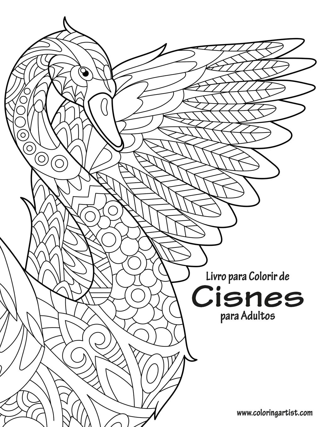 Livro para Colorir de Cisnes para Adultos: 1 baixar o livro de graça