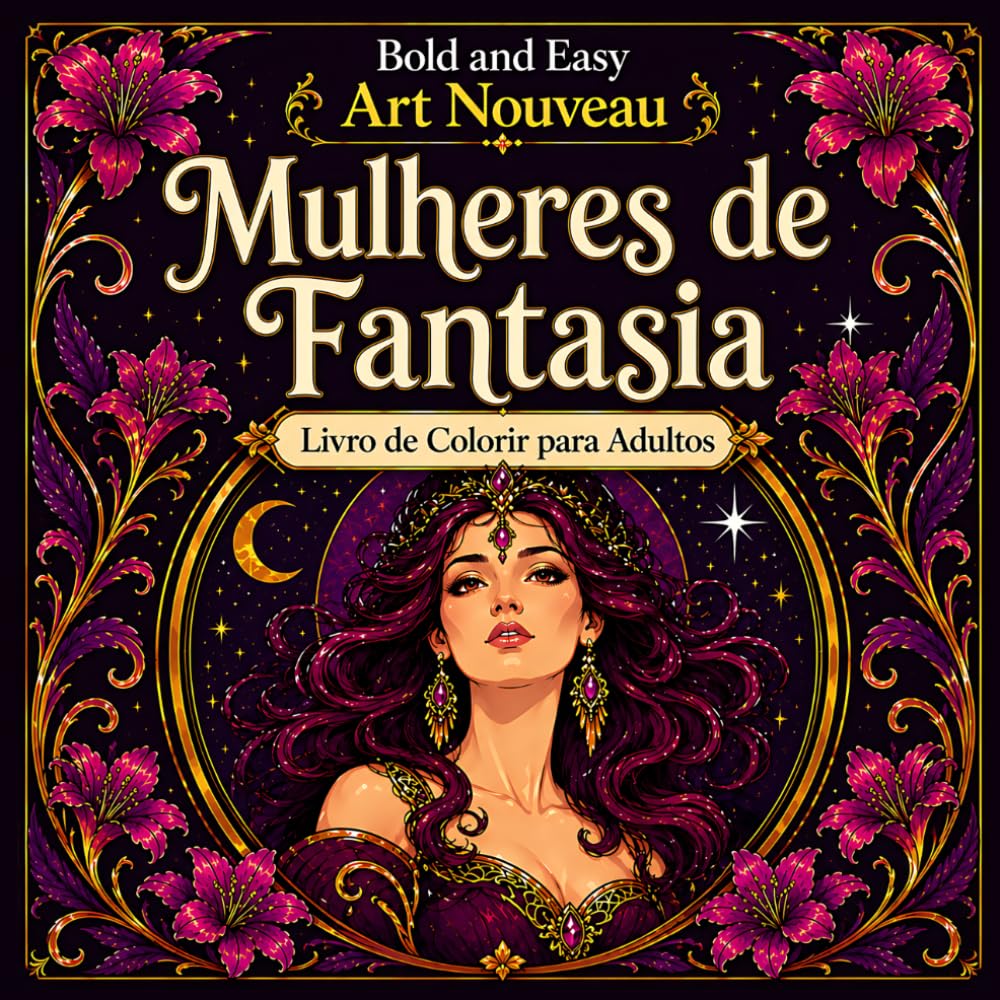 capítulo por capítulo baixar Bold and Easy Mulheres de Fantasia Art Nouveau: Livro de Colorir para Adultos com Retratos Mágicos, Figuras Elegantes e Designs Decorativos (Portuguese Edition)