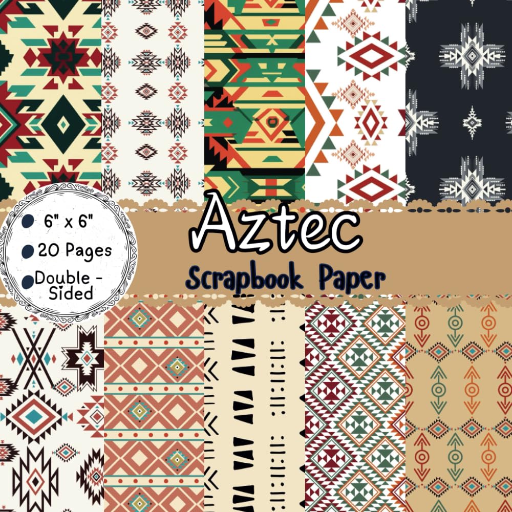 ler totalmente Aztec Scrapbook Paper: 6x6 (15,24cm x 15,24cm | 20 Double-Sided Sheets | Decorative Craft paper Pad | For Journaling, Card Making, Origami | Boho Aztec