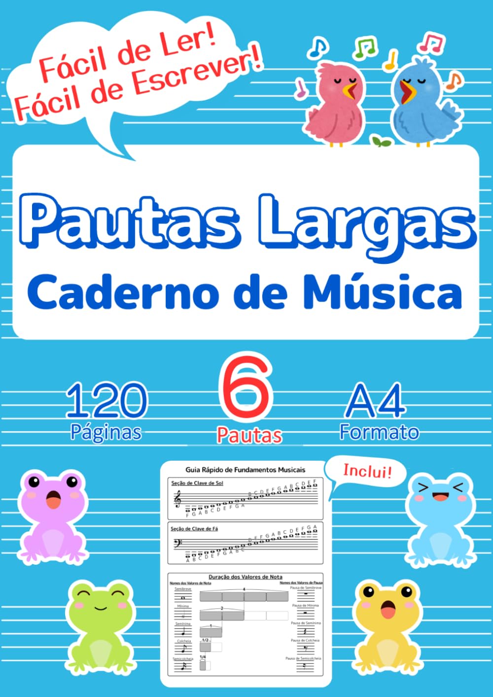 Pautas Largas Caderno de Música: O Primeiro Papel Pautado Perfeito para Crianças e Iniciantes | 120 Páginas, 6 Pautas, A4 | Capa Azul | BÔNUS Guia... Cadernos de Música) (Portuguese Edition) baixar o livro de graça