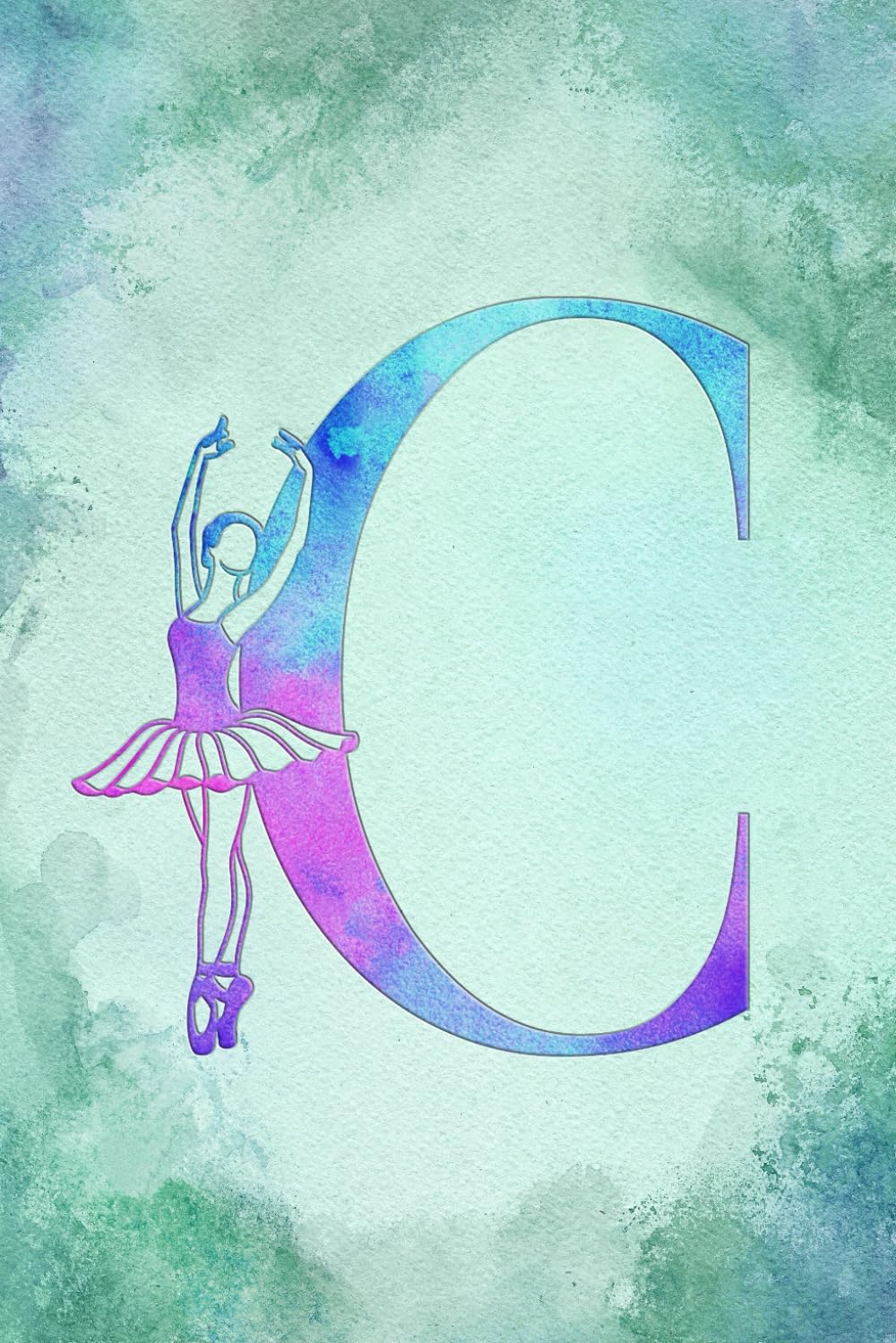 ler totalmente C: Letter "C" Initial Ballet Dance Monogram Notebook - Ballerina on Pink, Blue & Green Watercolor - College-Ruled Personal Journal, Writing Pad or Diary for Dancers, Girls & Women - 110 Pages, 6x9