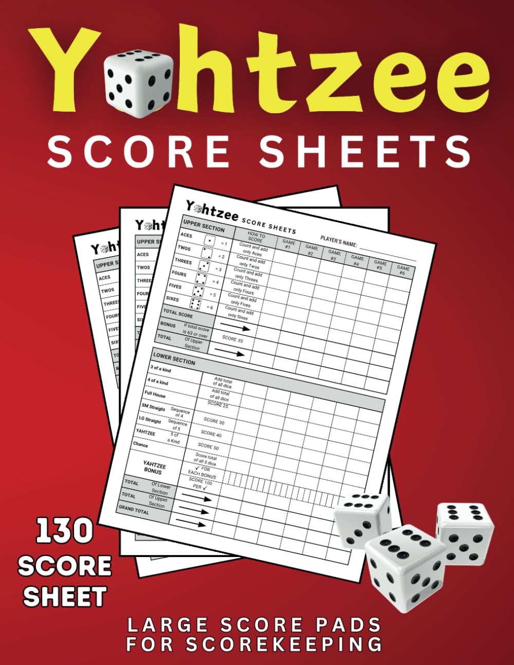 Yahtzee Score Sheets: Large Print Yahtzee Score Pads for Scorekeeping | 130 Score Games | 8.5 x 11 Yahtzee Score Cards baixar o livro de graça