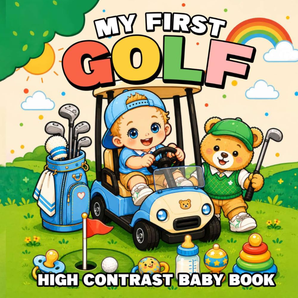My First Golf High Contrast Baby Book: Black & White Sport Images about Golfing Illustrations for Newborns and Infants Visual Stimulation and Brain Development
