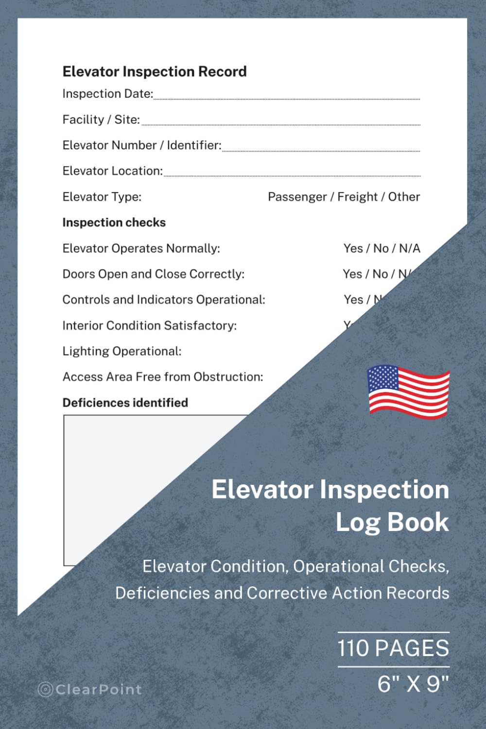 ler totalmente Elevator Inspection Log Book: Condition, Safety Checks and Corrective Action Records | 110 Pages | 6 × 9 Format: Elevator Inspection and Follow-Up Record Book for Facilities and Workplaces