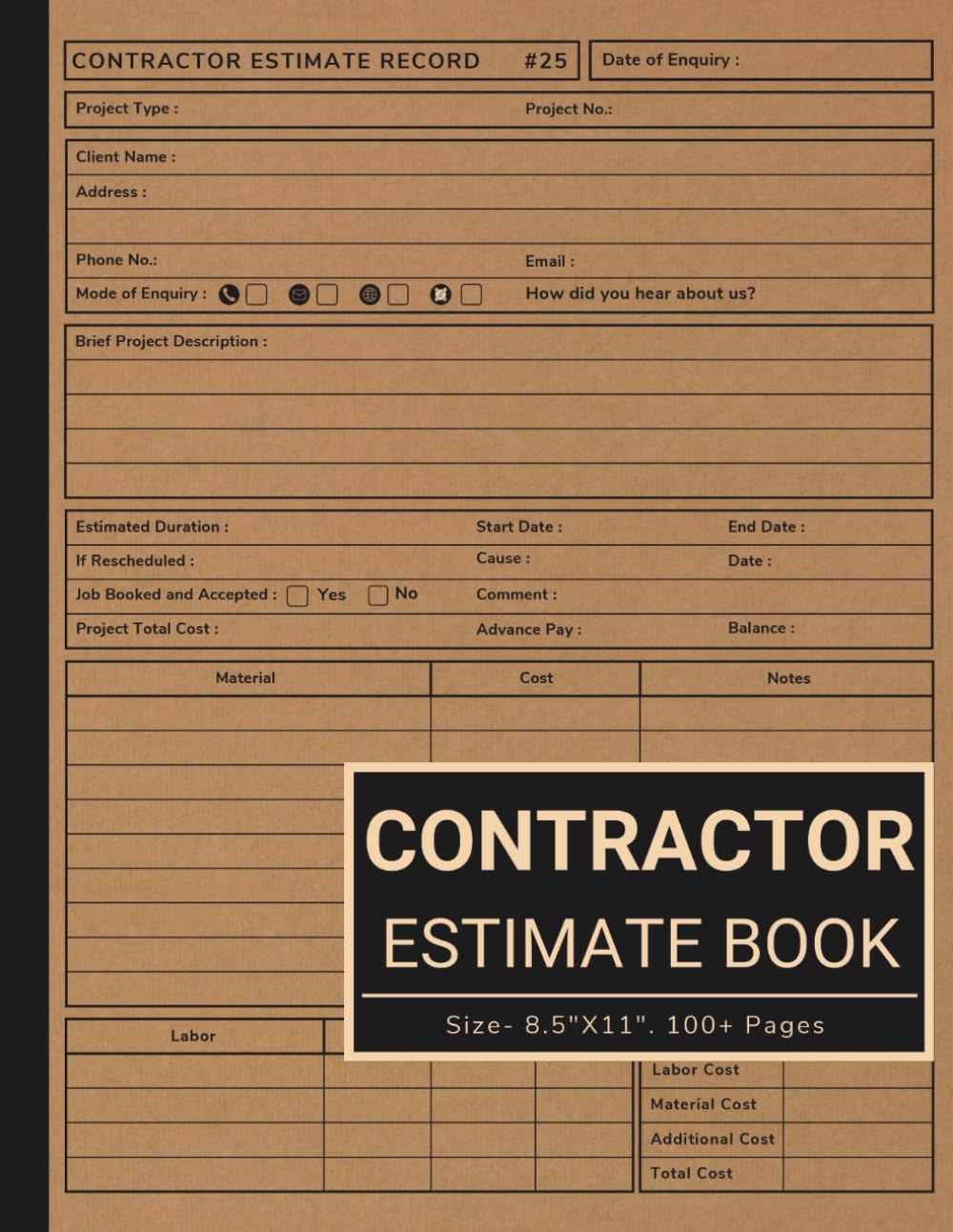Contractor Estimate Book: Contractor Estimate Log Book with Client Details, Job Quotes, Material Cost Tracker, Dot Grid Sheets for Site Inspection Notes, and Diagrams for Construction Planning baixar o livro de graça