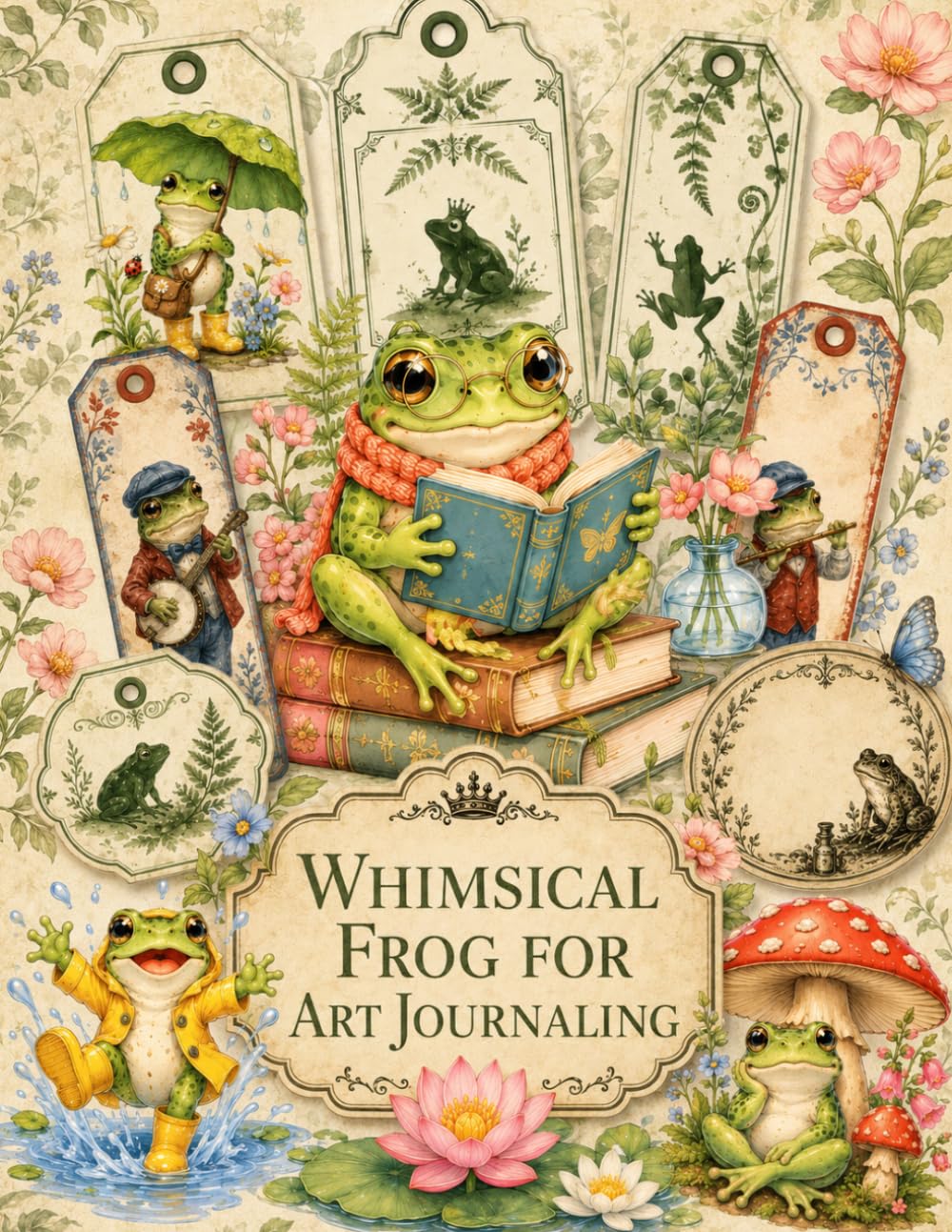 Whimsical Frog for Art Journaling: Cute Cottagecore Pages and Ephemera for Scrapbooking, Collage Art, Mixed Media and Paper Crafts baixar livro de graça