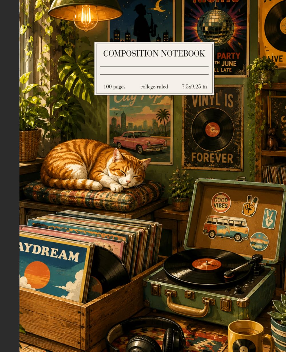 Vinyl Daydreams: A Retro Music Composition Notebook with Vintage Records, Cozy Cat, and Lo-Fi Room Aesthetic baixar o livro de graça