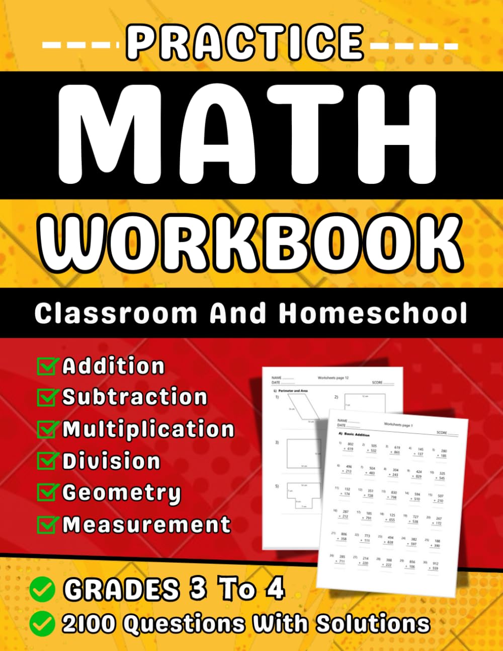 Math Practice Workbook For Grades 3 To 4 Addition, Subtraction, Multiplcation, Division, Geometry & Measurement: Math Book 3rd, 4th Grades With More Than 2100 Questions With Solutions baixar o livro de graça