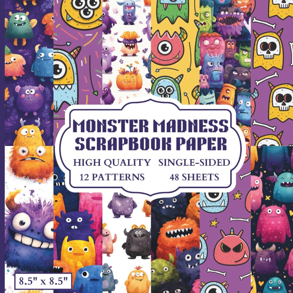 capítulo por capítulo baixar Monster Madness Scrapbook Paper: 12 Monster Themed Designs - 48 Single Sided Sheets - High Quality Craft Paper Pad for Artists to Use in Collages, Junk Journals and Art Projects