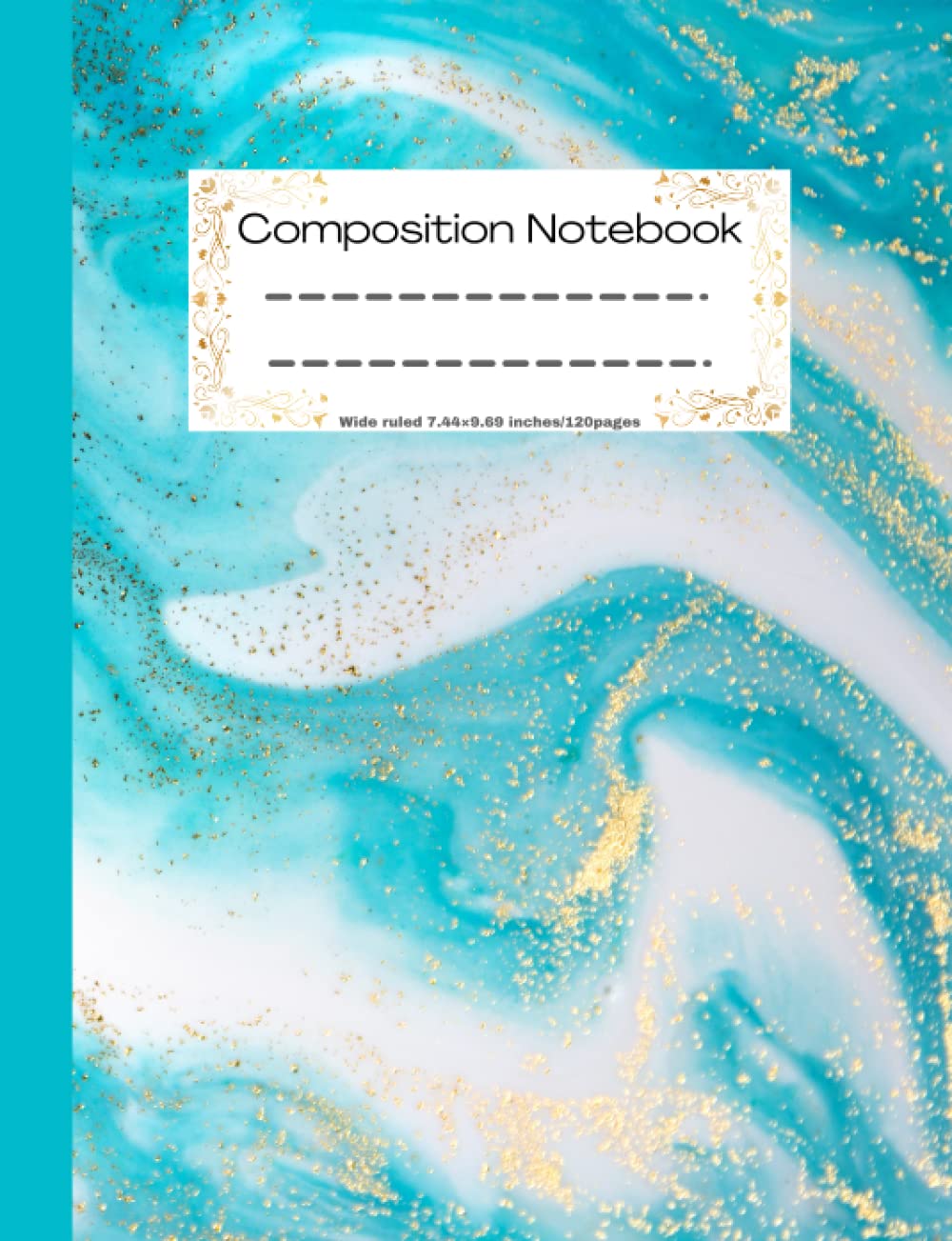 Composition Notebook: Wide Ruled Paper Notebook Journal/Beautiful White Turquoise Liquid Marble/Blank Wide Lined Workbook for Girls, Boys, Kids, Teens and Students baixar livro de graça