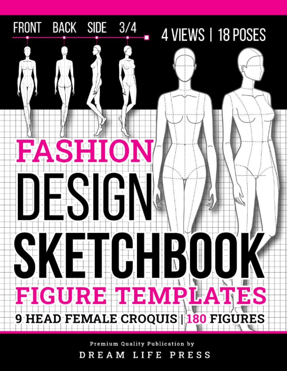 ler totalmente Fashion Design Sketchbook: Fashion Sketchbook with Figure Templates of Female Croquis for Clothing & Outfit Designing (9 Heads a Guide) 18 Unique Women Poses with Large Illustrations for Easy Drawing
