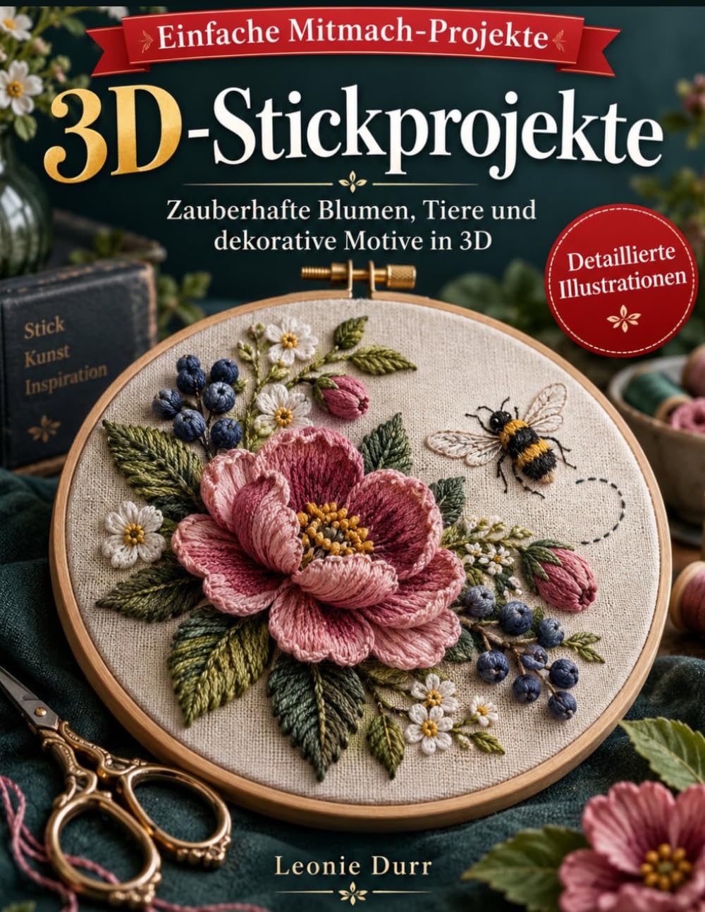 capítulo por capítulo baixar 3D-Stickprojekte: Schritt-für-Schritt-Anleitungen mit klaren Diagrammen für Stumpwork, Reliefstickerei, plastische Blumen, Drahttechniken und textile Deko (German Edition)