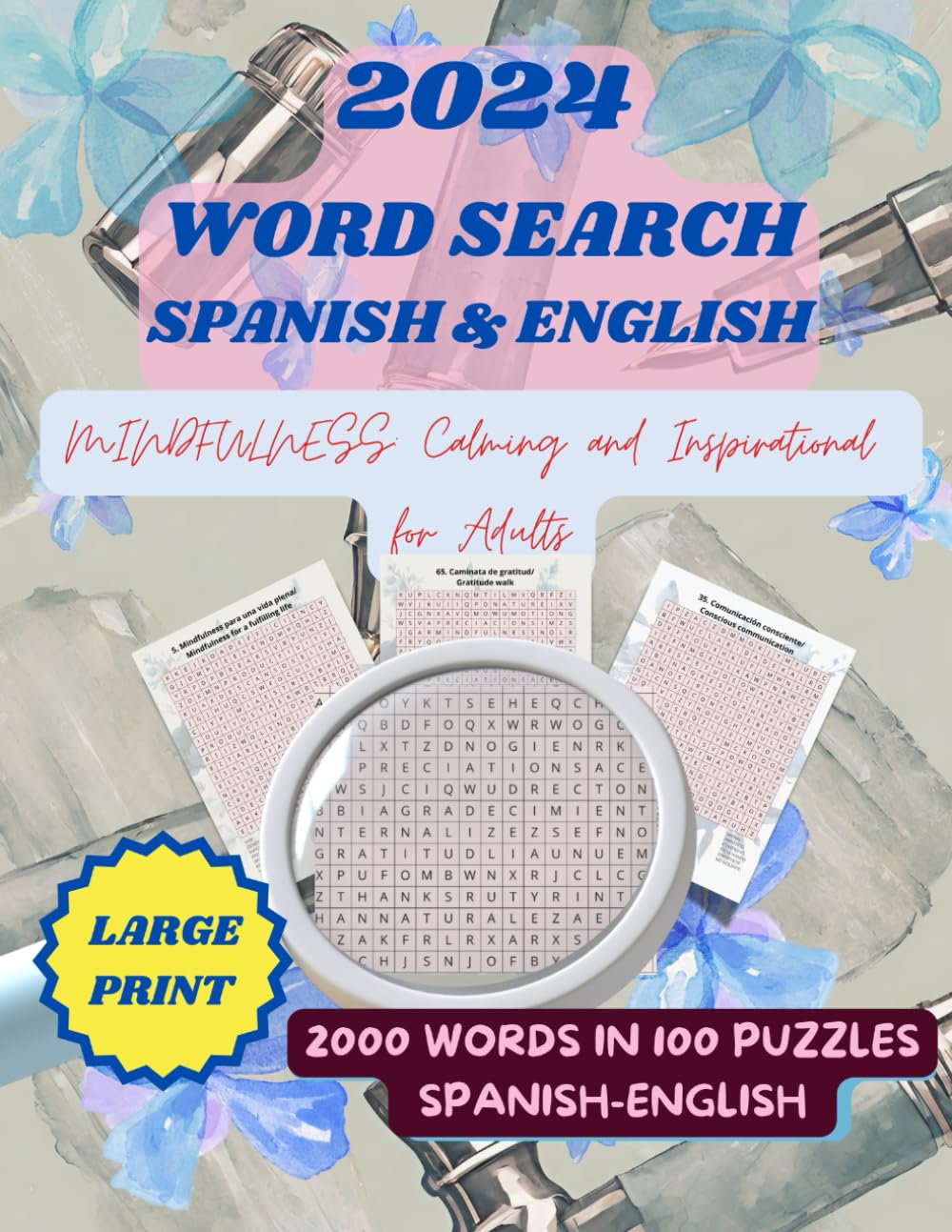 2024 WORD SEARCH SPANISH & ENGLISH MINDFULNESS: Calming and Inspirational for Adults baixar livro de graça