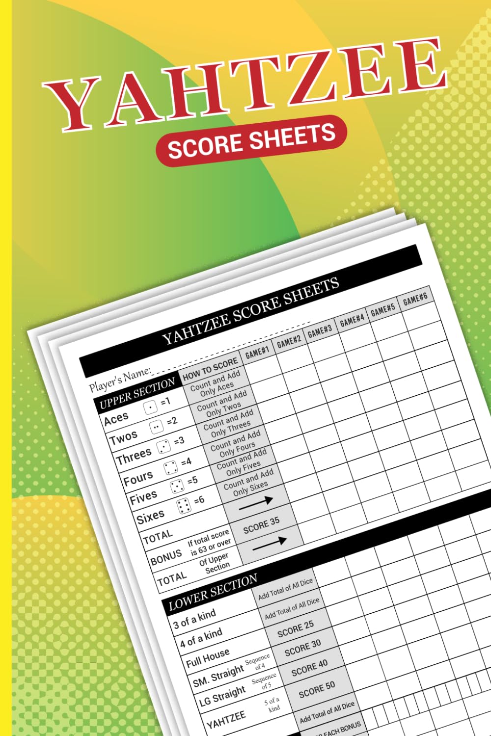 Yahtzee Score Sheets: Large print scorekeeping pads for yahtzee dice game (108 Pages, 6"X9" Inch) baixar o livro de graça