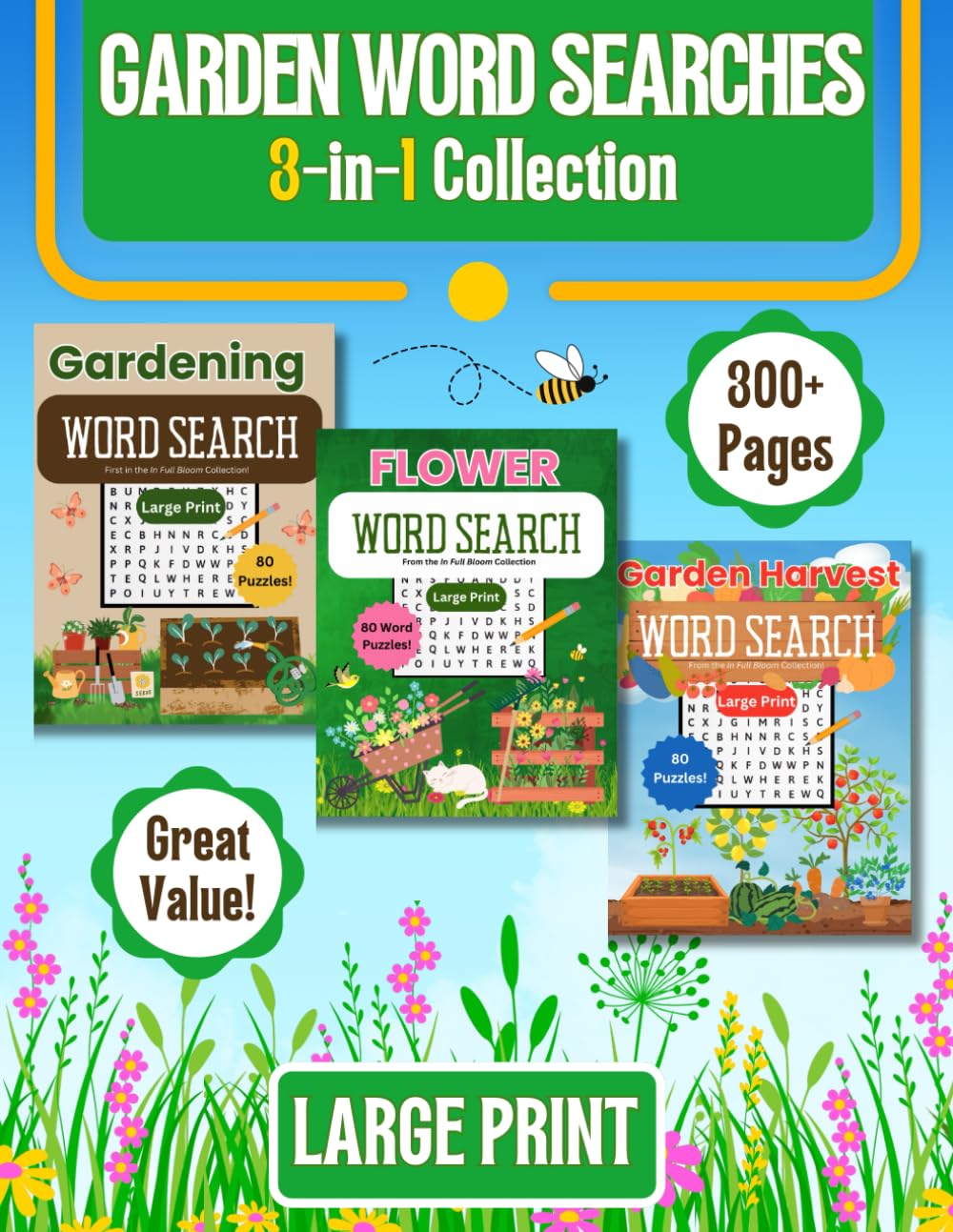 ler totalmente Garden Word Searches 3-in-1 Collection: Ultimate Word Search Experience for Gardening Enthusiasts with 300+ Pages of Large Print Puzzles and Solutions... for Adults, Seniors, Birthdays and Holidays!